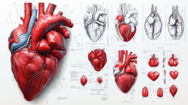 Detailed analysis of human heart anatomy and myocardial variations for medical study