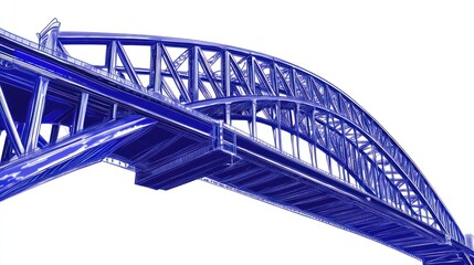 Fototapeta premium Illustration of the Sydney Harbour Bridge in rich blue tones, symbolizing Australia, isolated on white