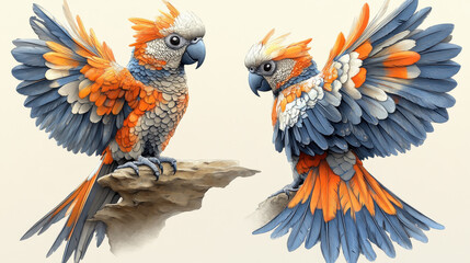 Intricate steampunk parrot design for coloring book enthusiasts