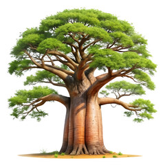 Ancient baobab tree on transparent background