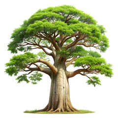 Ancient baobab tree on transparent background