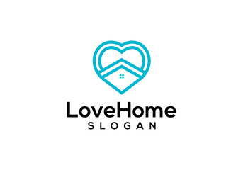 Love House Logo Design Vector Template. house combined with heart.