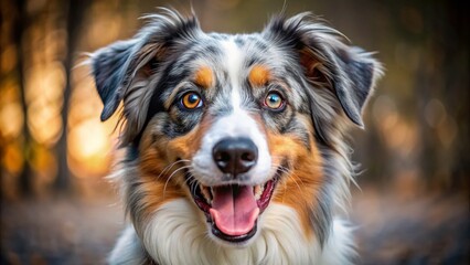 Australian Shepherd Dog Asking for Snacks in Macro Photography, Capturing Expressions and Details of a Playful Canine