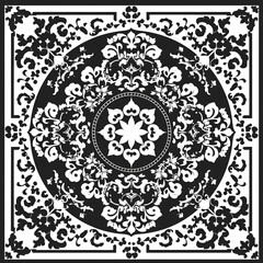 Black and White Floral Mandala Pattern Design