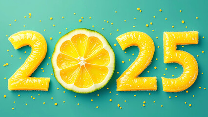 Refreshing Cheers 2025: New Year Banner with Daiquiri Slices