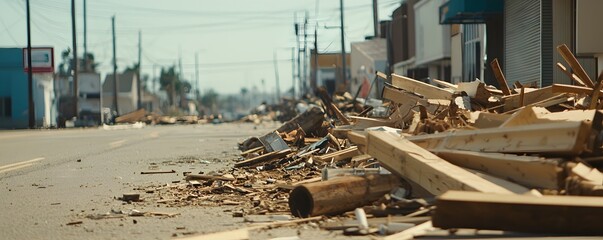 Hurricane Devastation in Coastal City - Chaos and Destruction Challenge Emergency Response Efforts Amidst Flying Debris and Broken Infrastructure