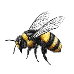 Cartoon bumblebee on a white background.