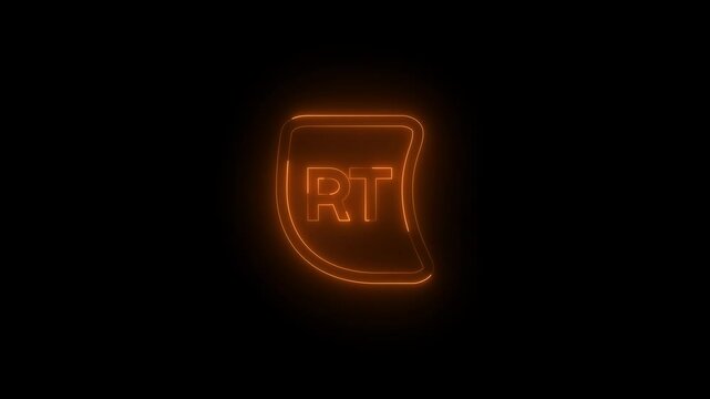 Neon trigger right icon glowing black background animation
