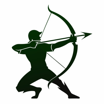 recommend clip art: Bowhunter silhouette vector illustration on white background