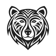 Tribal Bear Head Silhouette Vector Art illustration.