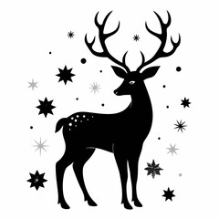 Christmas Deer Black silhouette