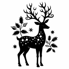 Christmas Deer Black silhouette