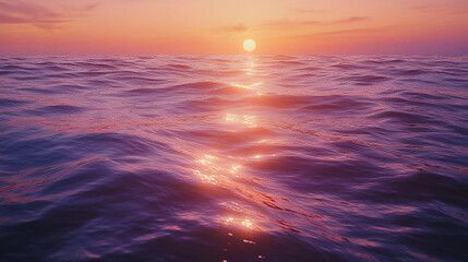 Obraz premium Beautiful sunset over the ocean waves