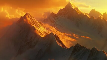 Fototapeta premium Majestic Mountain Range at Sunset