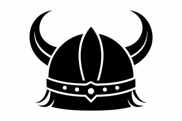 Viking Horned Helmet Silhouette, Ancient Viking Helmet Warrior Vector illustration