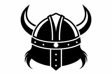 Viking Horned Helmet Silhouette, Ancient Viking Helmet Warrior Vector illustration