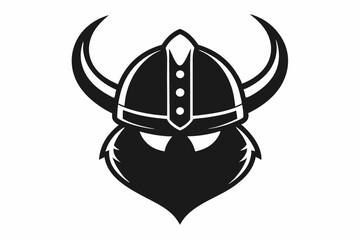 Viking Horned Helmet Silhouette, Ancient Viking Helmet Warrior Vector illustration