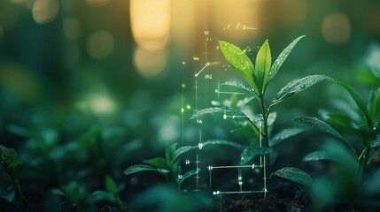 Green plant with a superimposed growth graph 