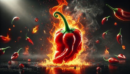  A vibrant red Bhut Jolokia, Ghost pepper