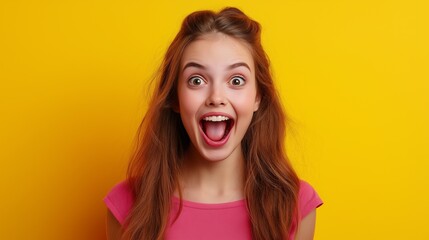 Teenager child girl with shocked facial expression. Surprised face expression
