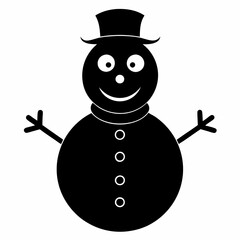 Funny Cute Snowman Black silhouette