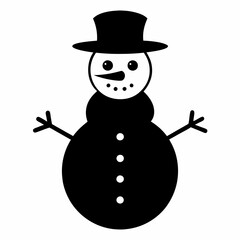 Funny Cute Snowman Black silhouette
