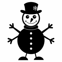 Funny Cute Snowman Black silhouette