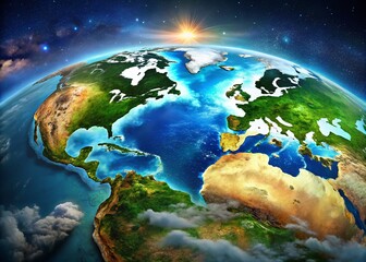 Fototapeta premium Breathtaking Aerial View of Earth’s Diverse Continents and Oceans in Stunning Detail