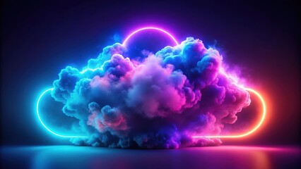 Colorful Neon Cloud with Vibrant Purple and Blue Hues in Render Image