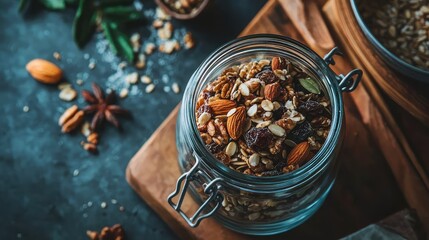 Homemade Trail Mix with Nuts and Ingredients