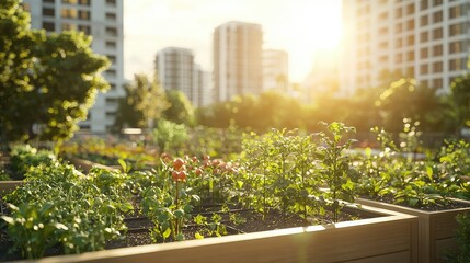 Fototapeta premium Serene Community Garden in Urban Setting
