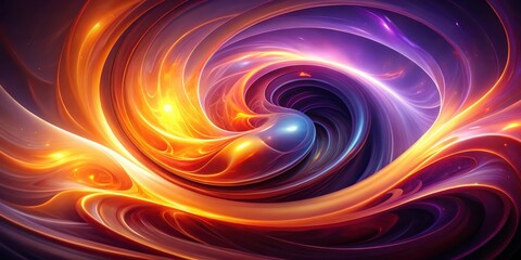 Obraz premium Abstract Swirling Form with Glowing Orange and Purple Hues in a Surreal Design