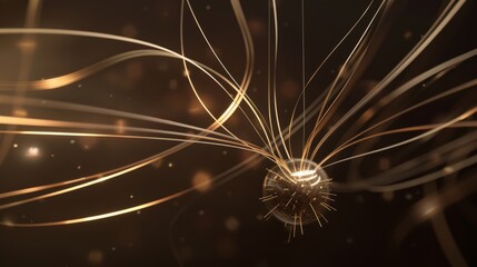 Obraz premium The abstract visual representation of the magnetic field is full of imagination, spreading out these luminous lines as a perfect loop center point around the central object
