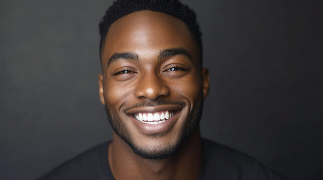 Black person with a radiant smile exudes cheerful vibes