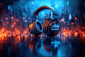 Modern Headphones Illustrating Noise Cancellation in a Serene Setting