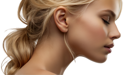 Side face of a woman with closed eyes, without background png.