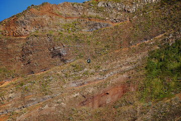 Teleférico das Achadas da Cruz, cable car which connects the Achadas da Cruz area and the Fajã da Quebrada Nova (Madeira, Portugal)