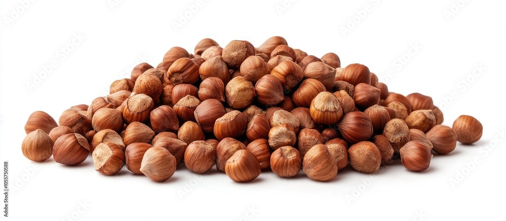 Poster heap of hazelnuts isolated on white background