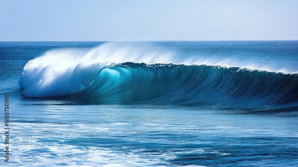 Poster vivid blue ocean waves create a dynamic and energetic backdrop