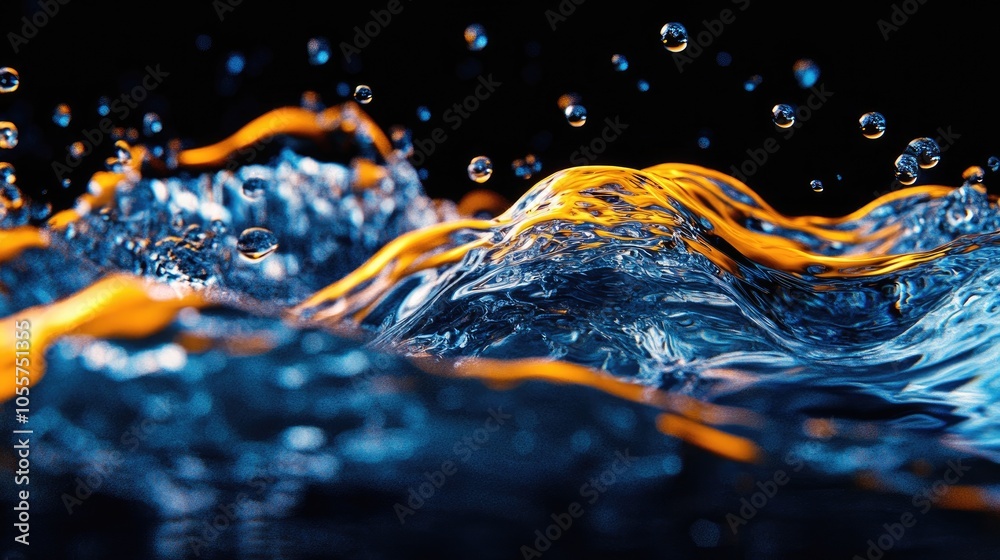 Poster a captivating water splash showcasing the dynamic flow and elegance of liquid in a vibrant pristine 