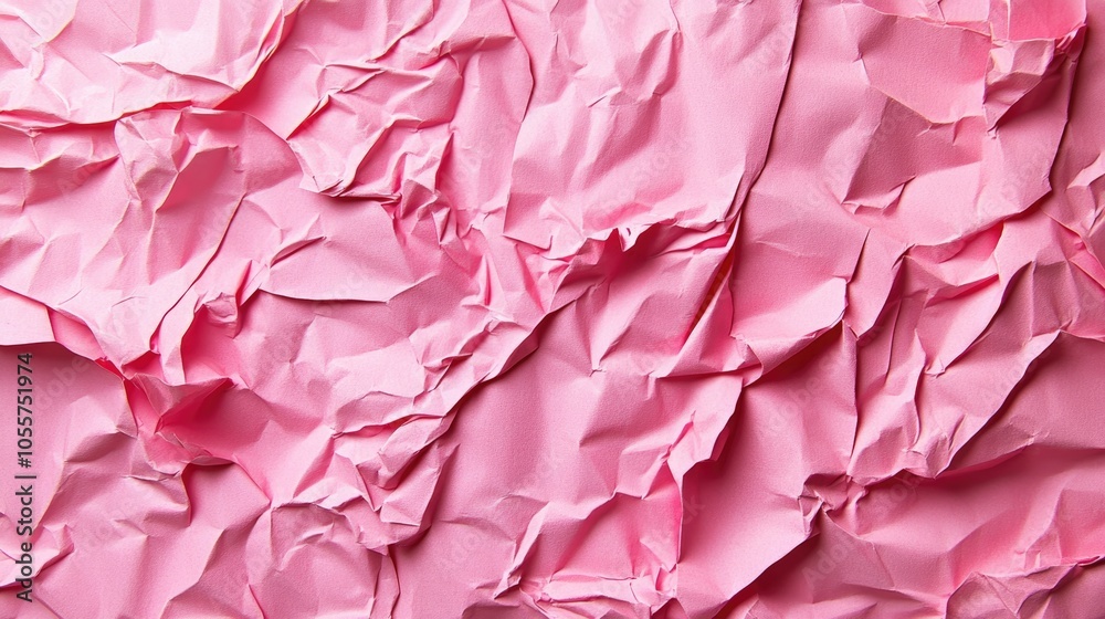 Poster Crumpled and torn pink paper texture suitable for various design applications