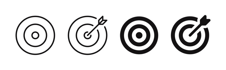 Target icons set. Goal, Archery target with arrow, darts. Vector illustration.