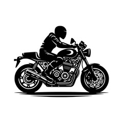 Fototapeta premium Vintage Black and White Motorcycle Silhouette Illustration. Black and White Motorcycle.