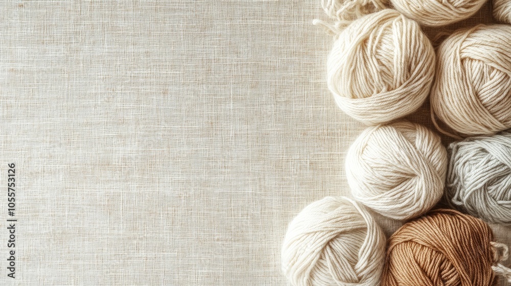Poster crafting background featuring natural colored yarn a soothing and stress relieving hobby for chilly 