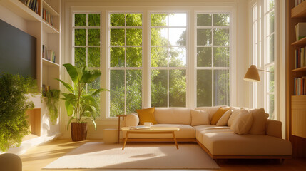 Cozy living room in a warm tone