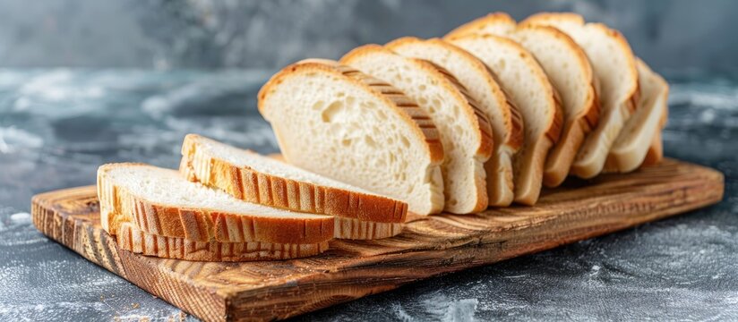 Slices Of White Bread On A Rustic Wooden Board Side View