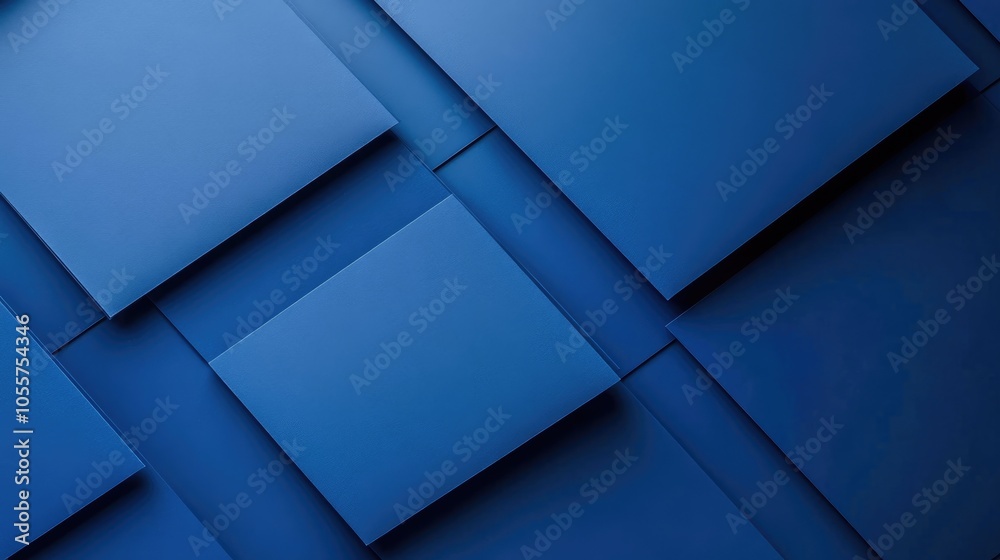 Aufkleber Abstract classic blue paper backdrop with ample space for text Diagonal geometric design in a top down flat lay presentation Trendy color concept for 2020