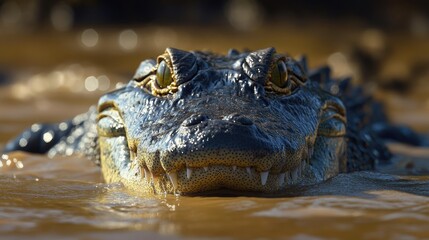 Fototapeta premium Close up view of a crocodile in the water