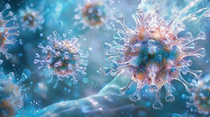 Fototapeta premium Colorful Illustration of Influenza Virus Particles