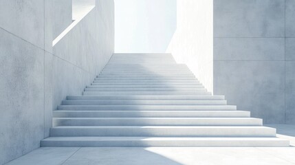 A towering expanse of flawless white concrete steps conveys a sense of achievement providing plenty of empty space for creative composition